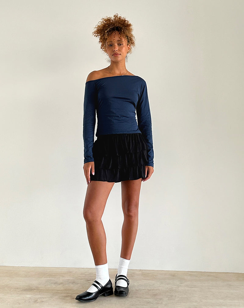 Immagine di Ledez Asym Slouchy Top in tessuto blu navy