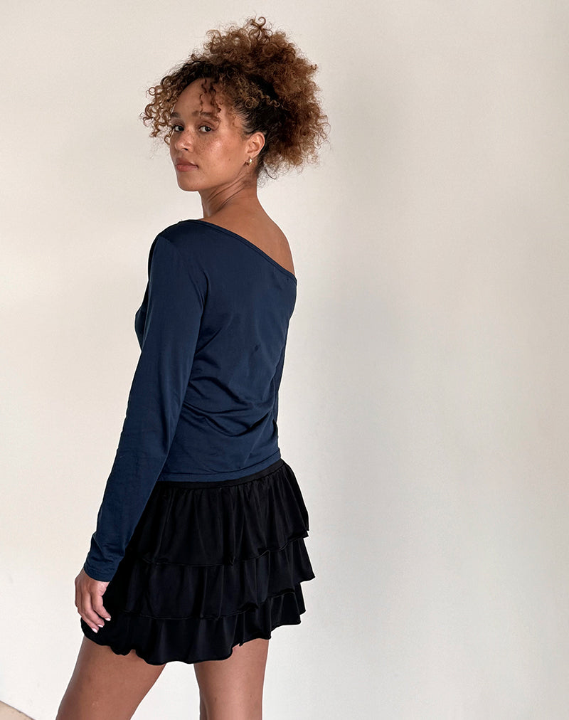 Immagine di Ledez Asym Slouchy Top in tessuto blu navy