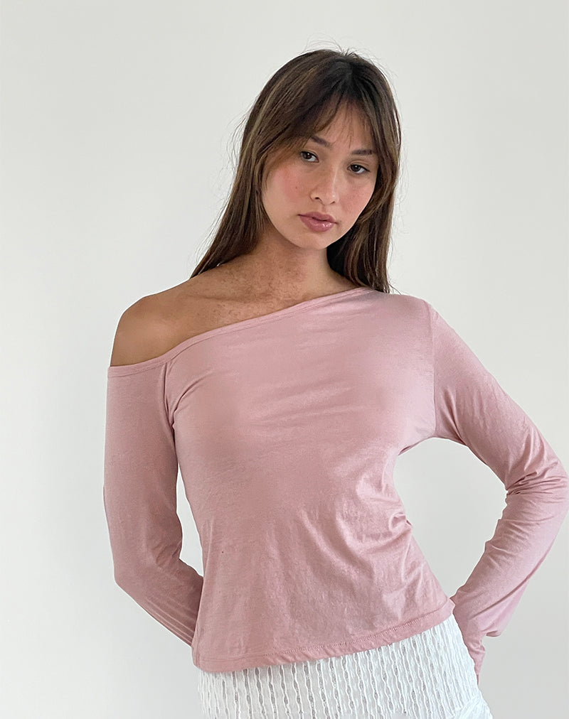 immagine di Ledez Asymmetrical Slouchy Top in Pink Lady Tissue