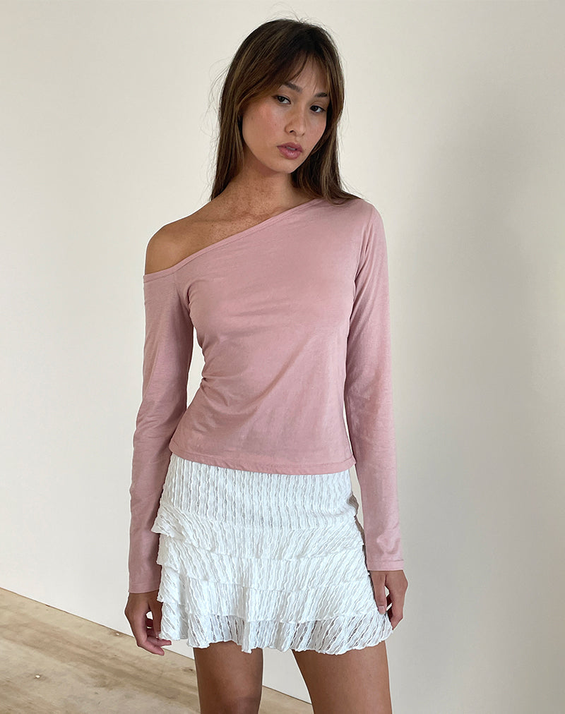 immagine di Ledez Asymmetrical Slouchy Top in Pink Lady Tissue