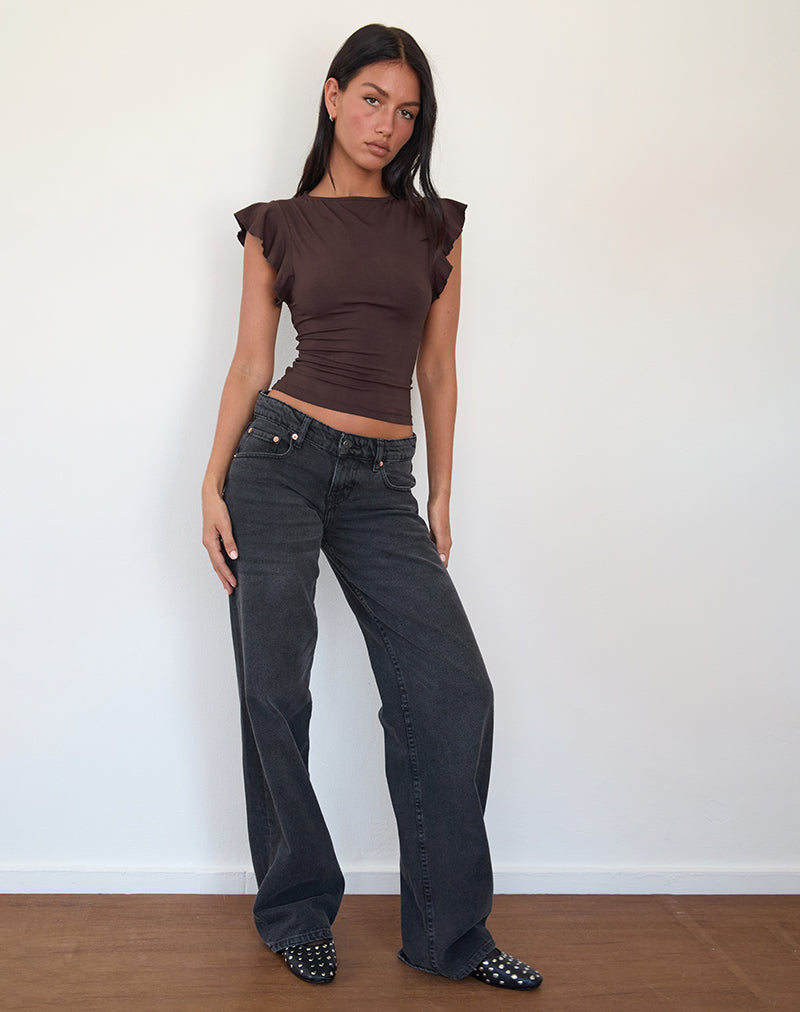 Immagine di Leisle Frill Top in cioccolato amaro