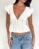 Immagine di Leisma Frill Top in Jersey Bianco con Borchie