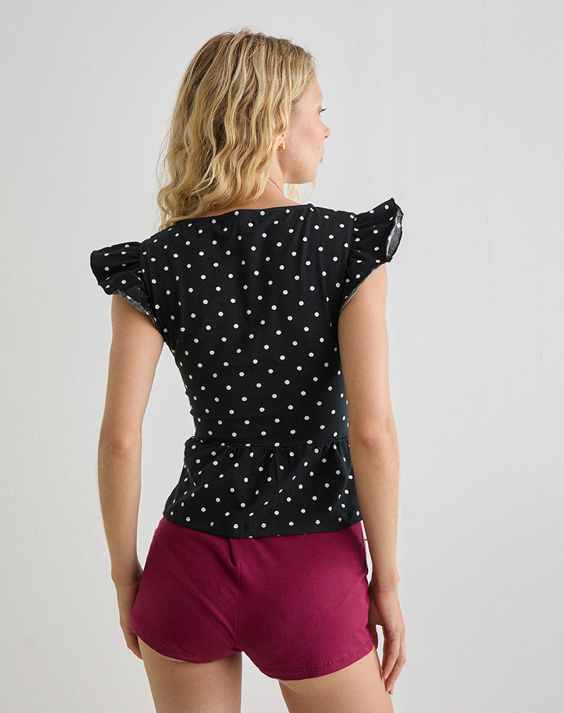 Immagine di Leisna Frill Top in Polka Nero