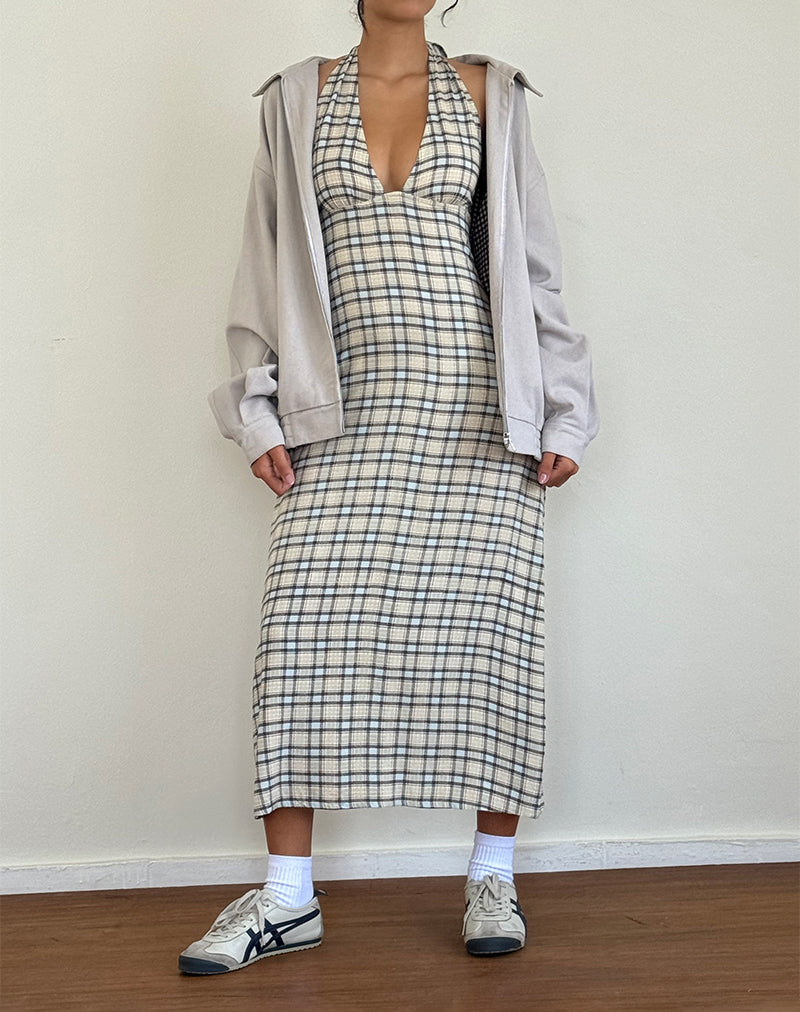 Immagine di Lenata Halterneck Midi Dress in blu pastello Tartan