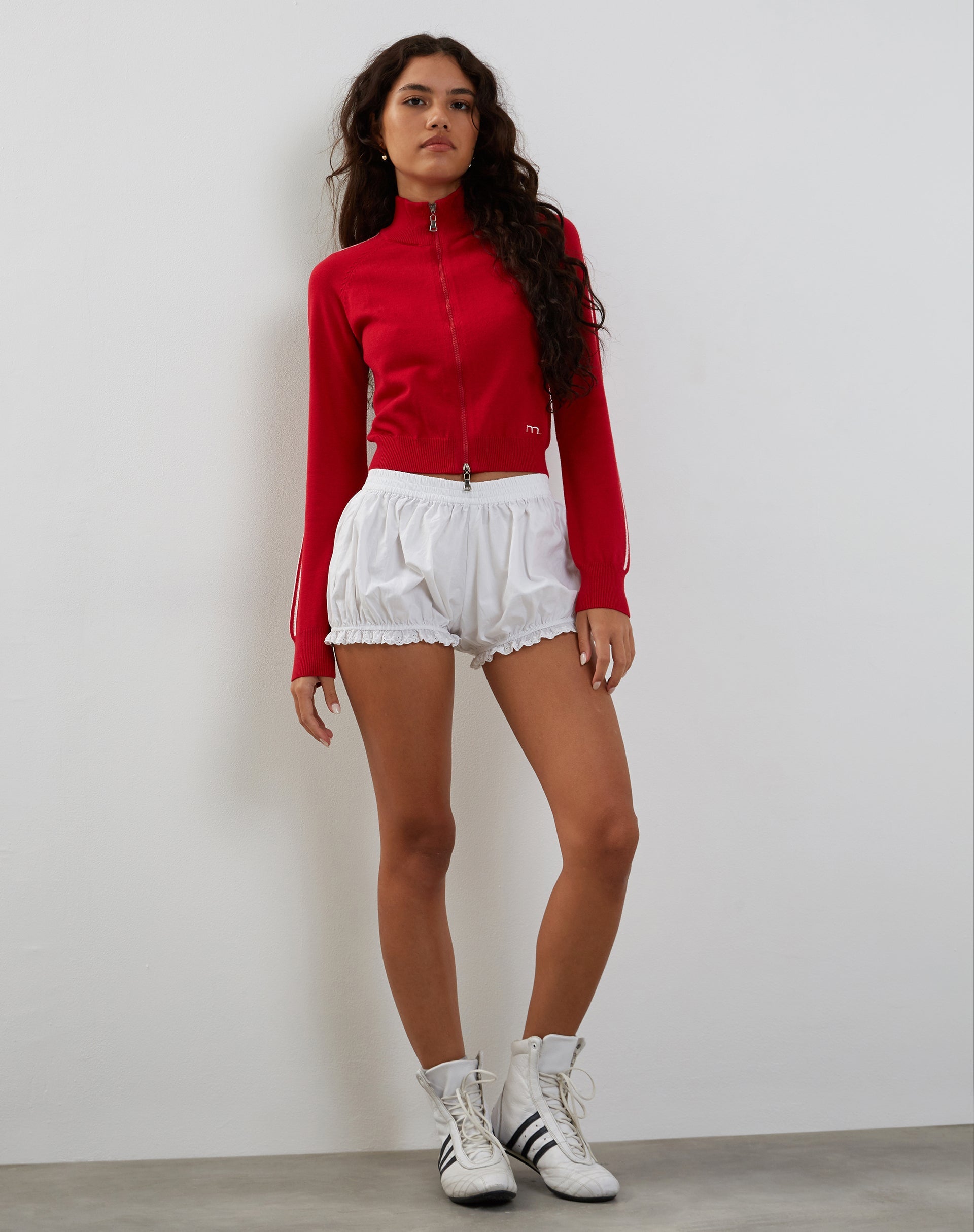 Immagine di Lennon Zip Up Jacket in rosso con strisce bianche laterali
