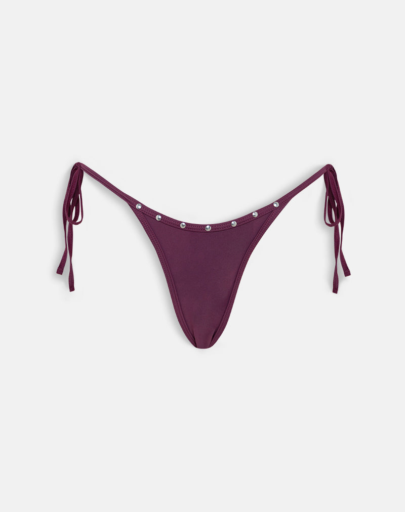 Fondo bikini Lentra in borgogna con borchie