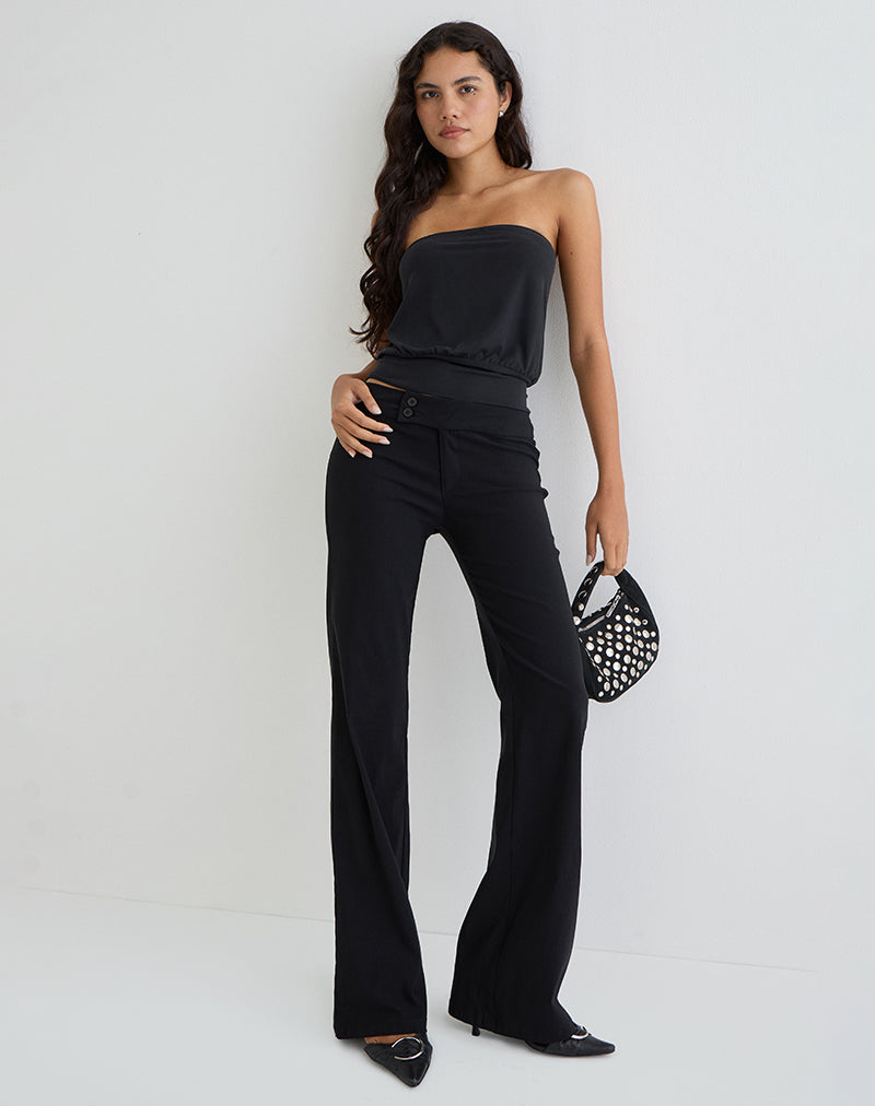 Immagine di Leocadia Bandeau Top in Cupro Nero