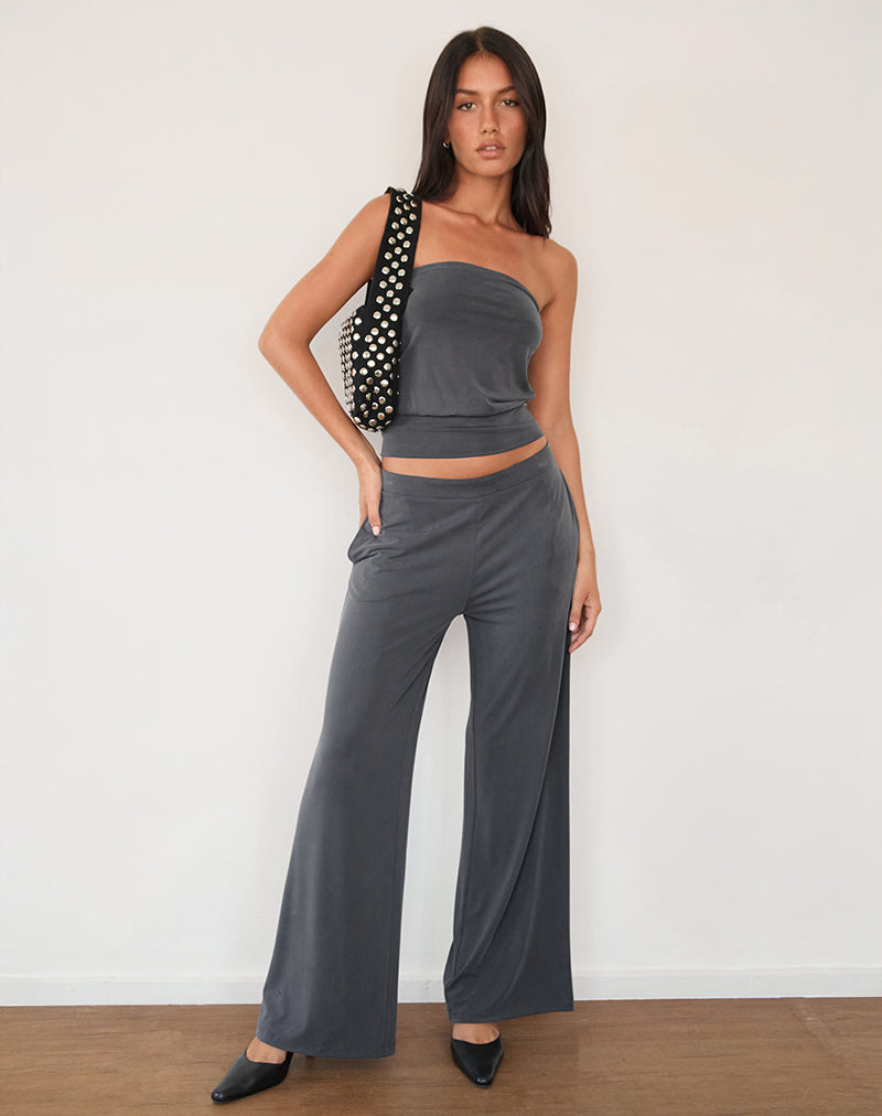 Pantaloni a gamba larga Baku in grigio scuro