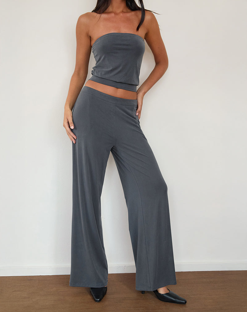 Pantaloni a gamba larga Baku in grigio scuro