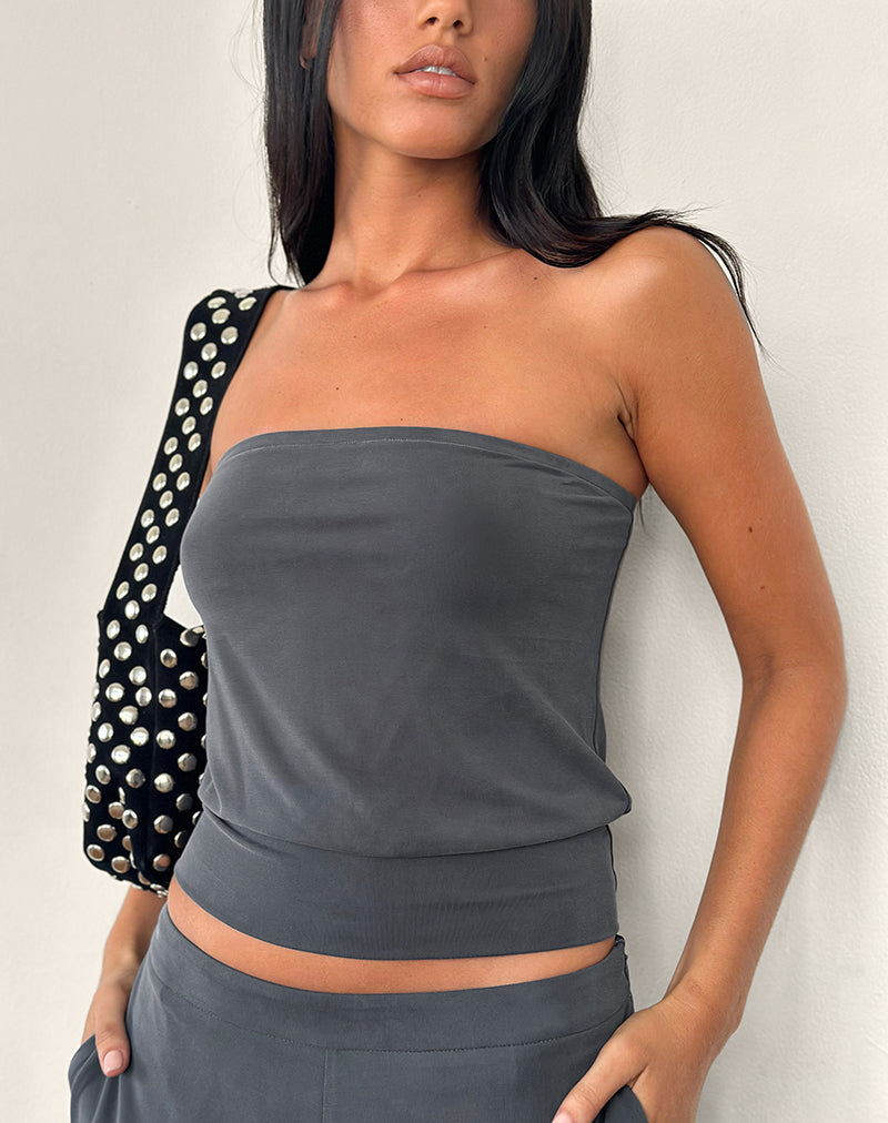Top a fascia Leocadia in grigio scuro