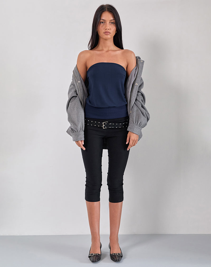 Top a fascia lungo Leocadia in Cupro Navy