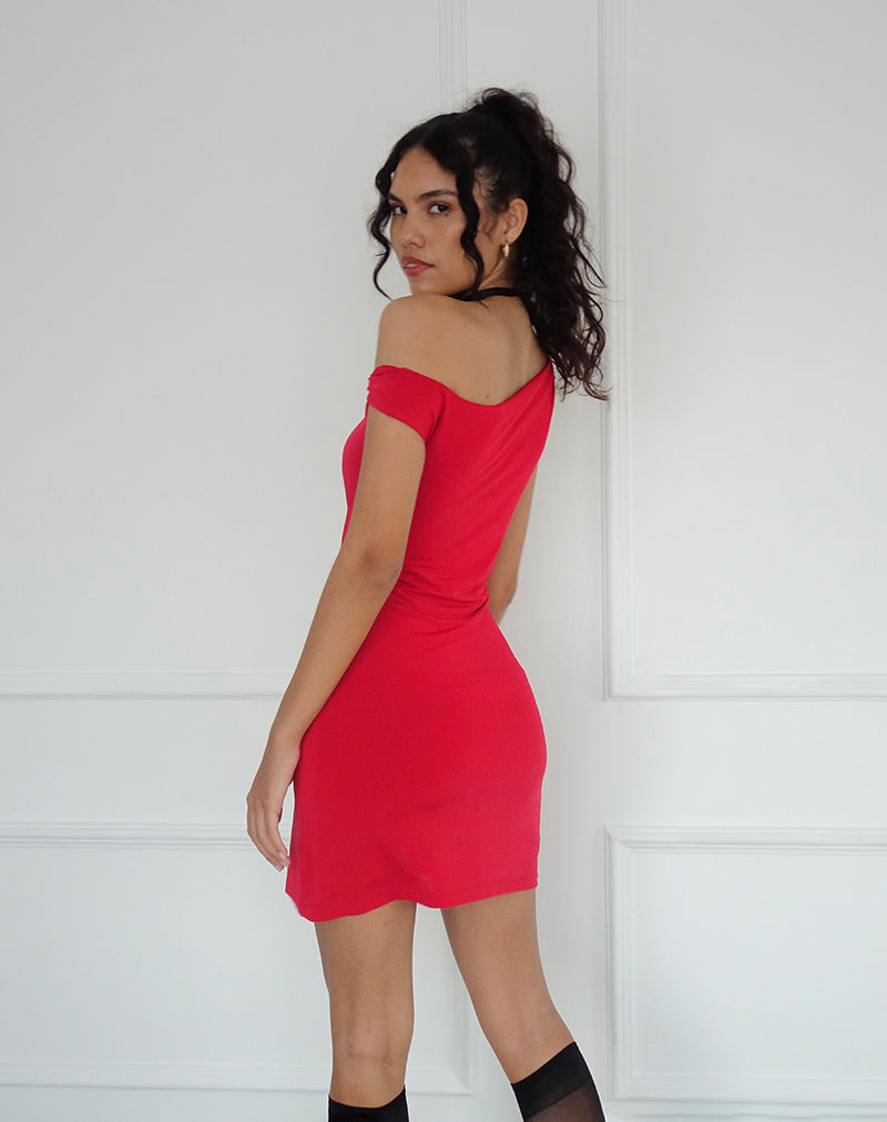 Immagine di Leona - Mini abito con maniche a torciglione in rosso