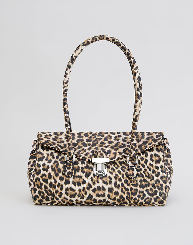 Borsa a tracolla con stampa leopardo