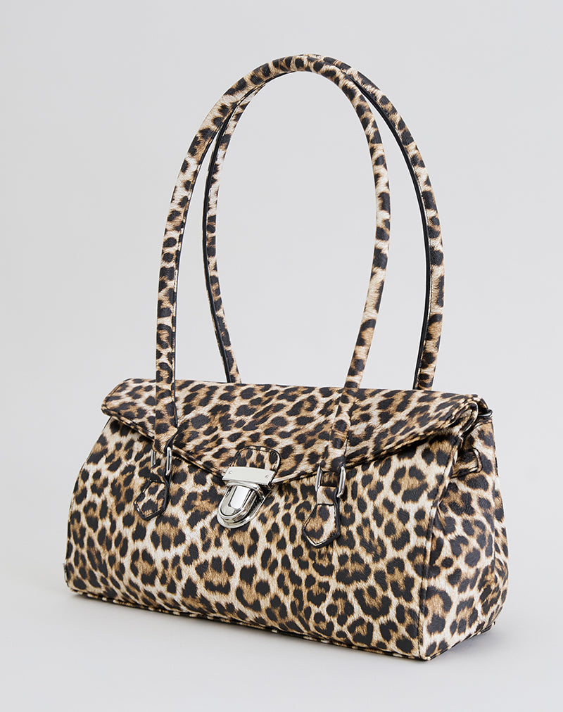 Immagine della borsa a tracolla con stampa leopardata