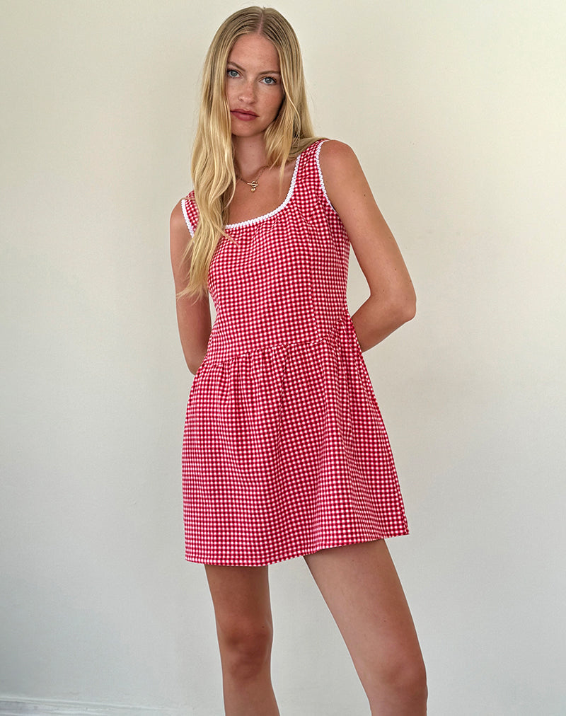 Mini abito Leshi in percalle rosso