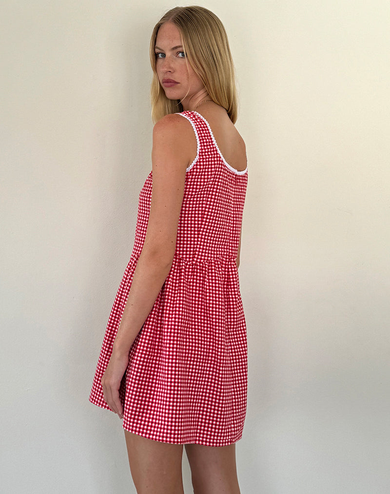 Mini abito Leshi in percalle rosso