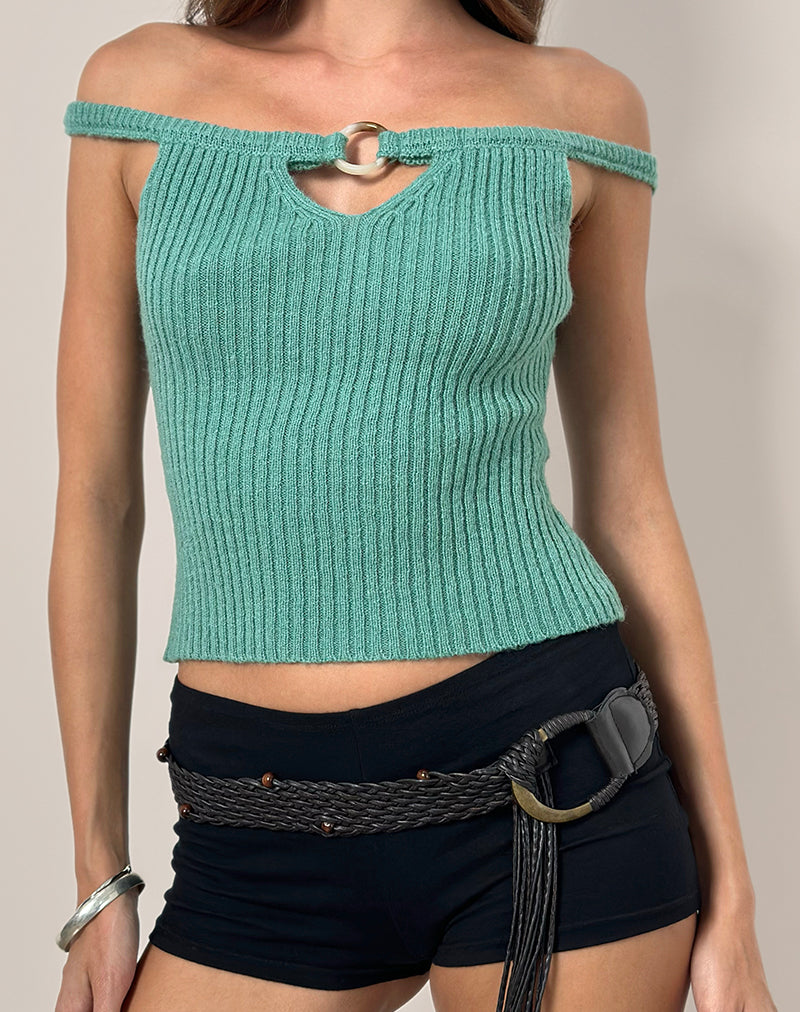 Top Lesly Bardot con anello O in turchese