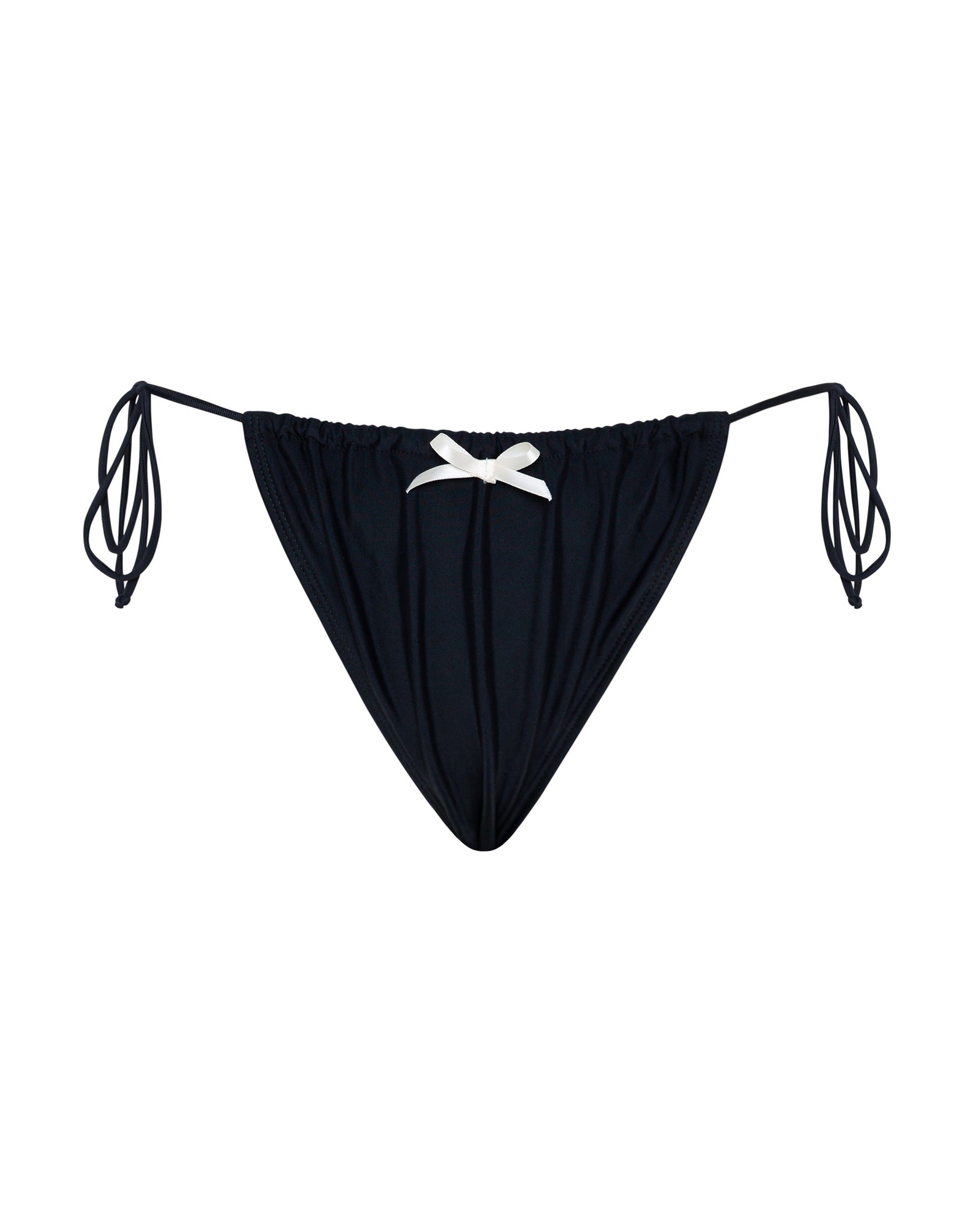 Immagine di Leyna Bikini Bottom nero con fiocco avorio