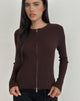 Immagine di Liano Zip Cardigan in maglia a coste marrone