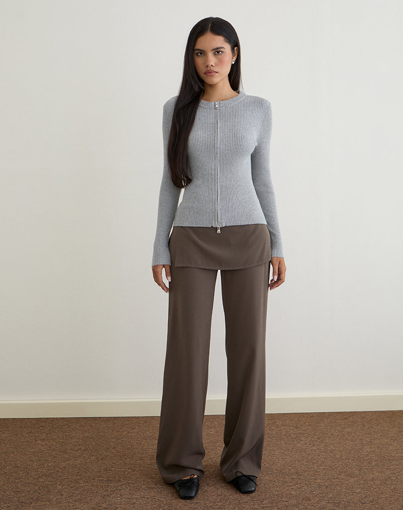 Immagine di Liano Zip Cardigan in maglia a costine Grigio