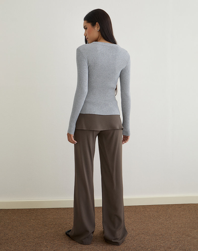 Immagine di Liano Zip Cardigan in maglia a costine Grigio