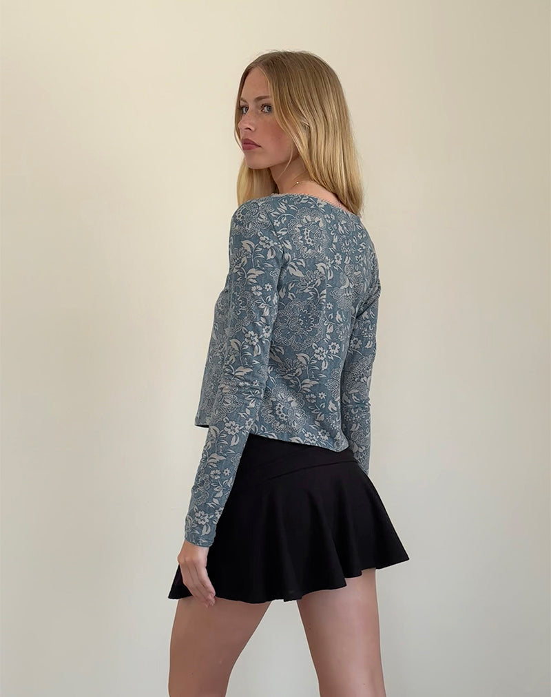 Immagine di Libby Cardi in lycra blu con stampa ornamentale