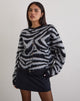 Immagine del cardigan Liliana in maglia Big Zebra nero e grigio