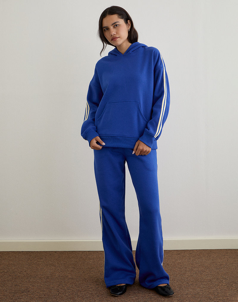 Felpa con cappuccio Lingwu in blu cobalto con rilegatura in laterizio