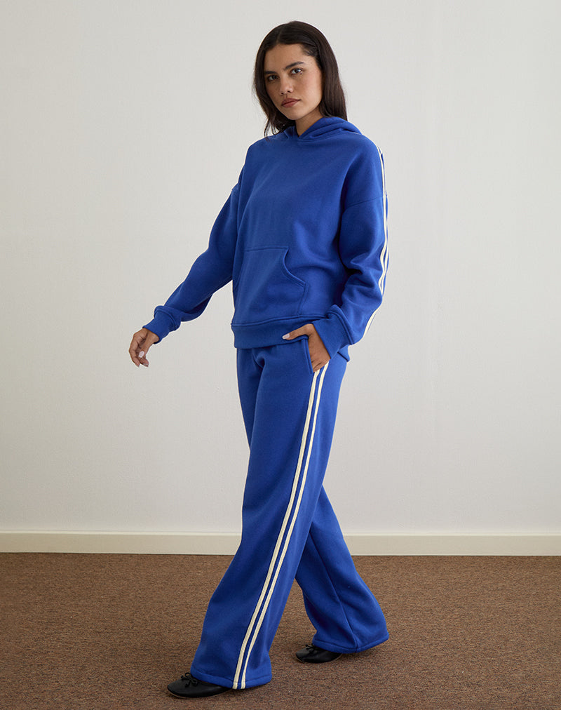 Pantaloni da corsa Oze in blu cobalto con bordatura in laterizio