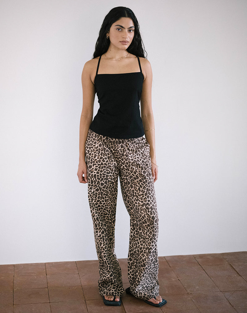 Top Lintang con schienale in lino nero