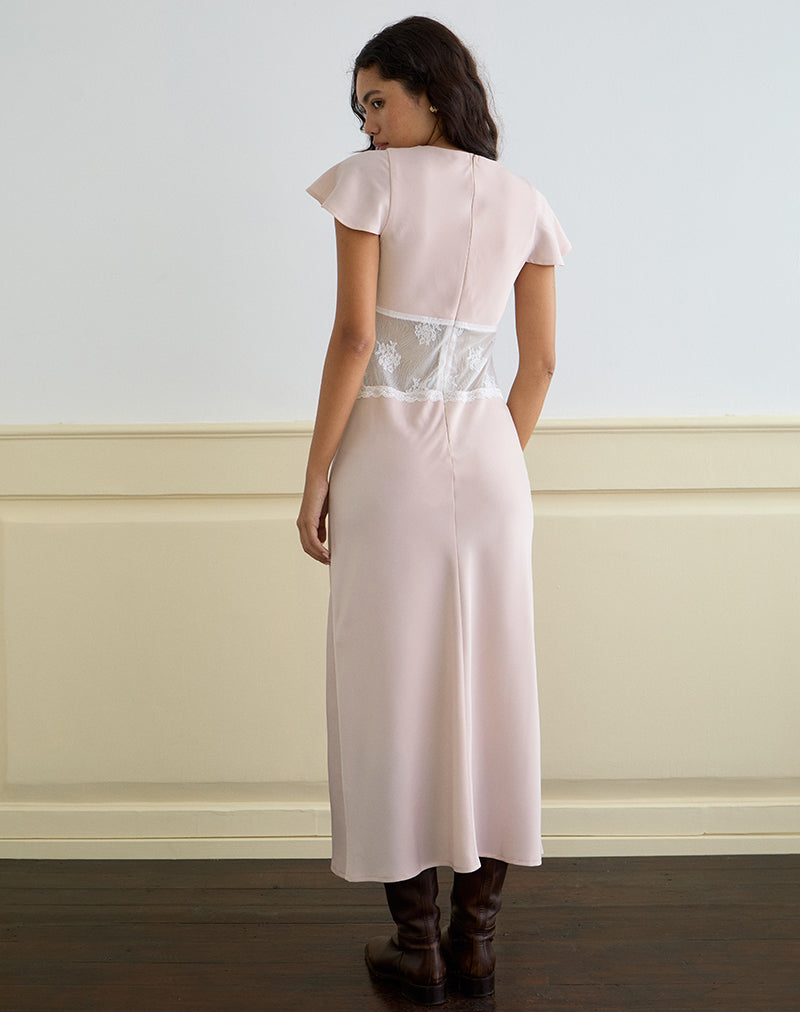 Immagine di Lirenda Midi Dress in raso rosa baby