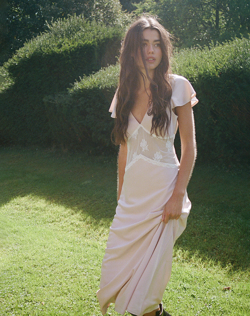 Abito midi Lirenda in raso rosa baby