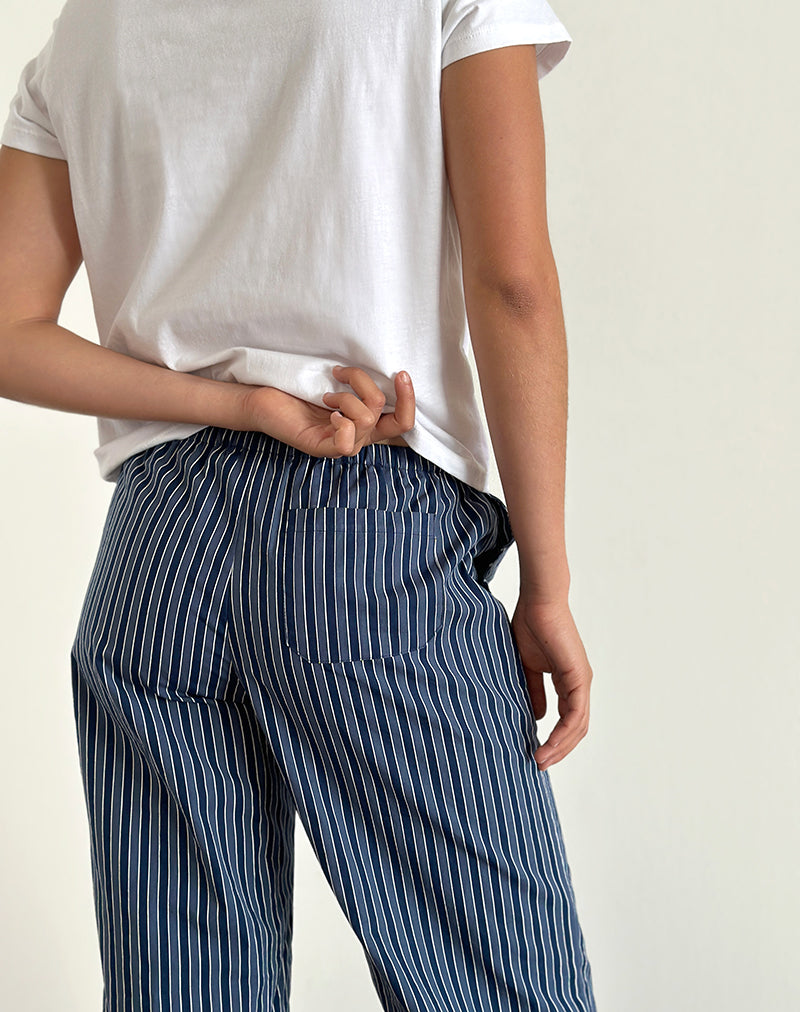 Immagine di Lirura Pantaloni a gamba larga a righe indaco blu scuro