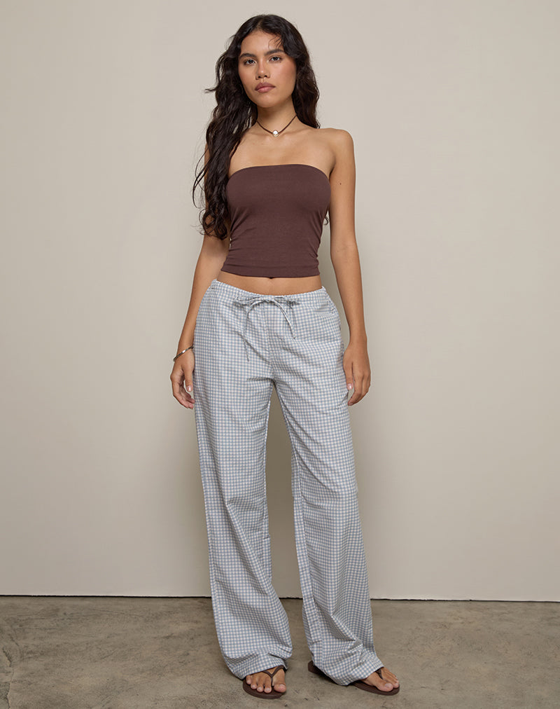 Pantaloni Lirura in Mini Gingham blu e grigio