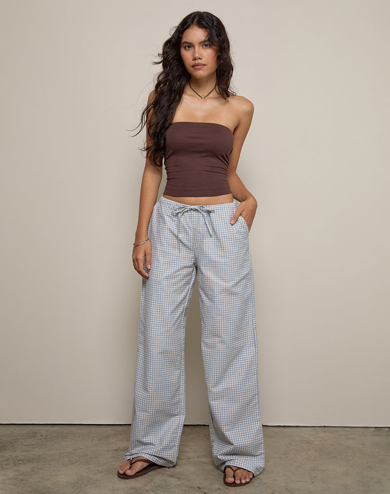 Immagine dei pantaloni Lirura in Mini Gingham blu e grigio