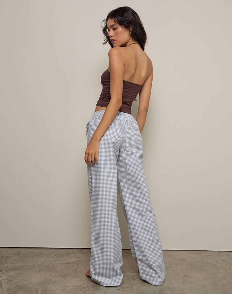 Immagine dei pantaloni Lirura in Mini Gingham blu e grigio