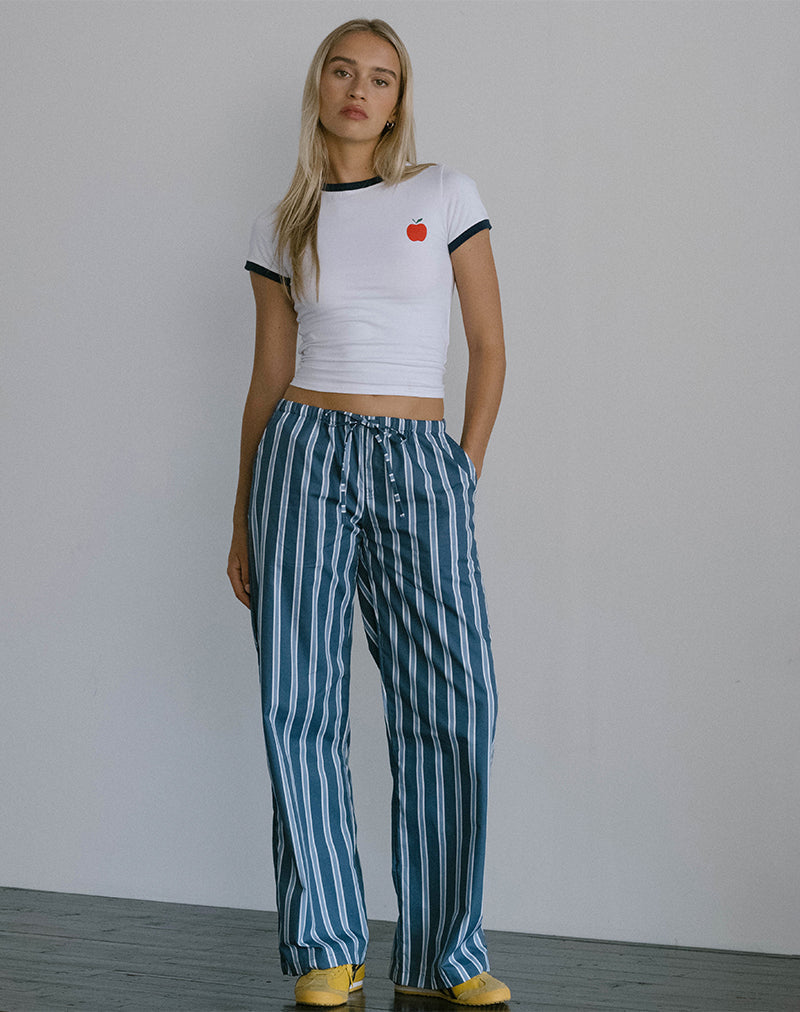 immagine dei pantaloni Lirura in Popplin Formal Stripe Navy