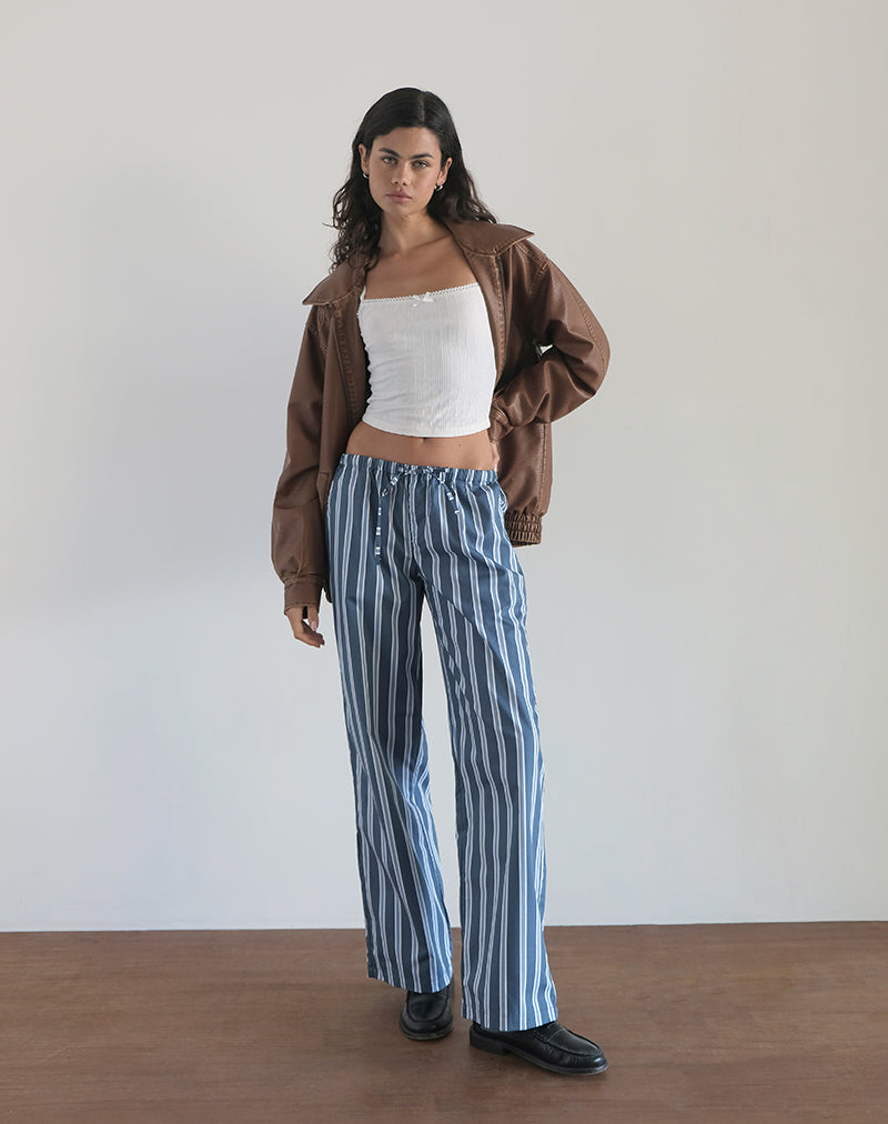 immagine dei pantaloni Lirura in Popplin Formal Stripe Navy