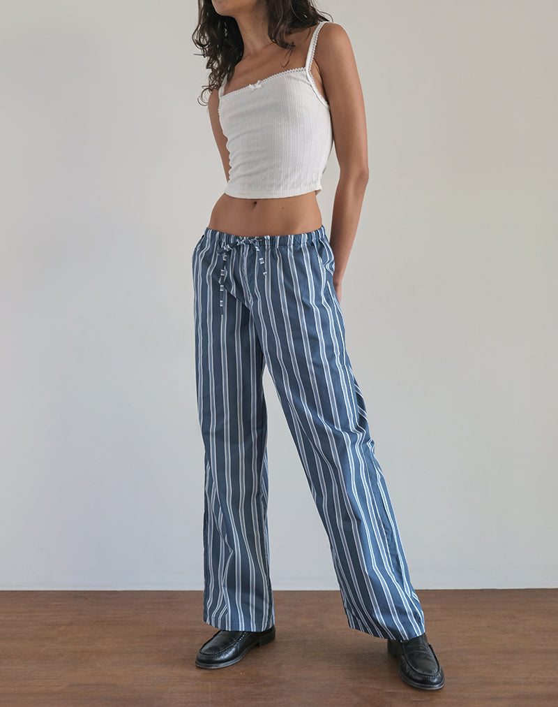 immagine dei pantaloni Lirura in Popplin Formal Stripe Navy