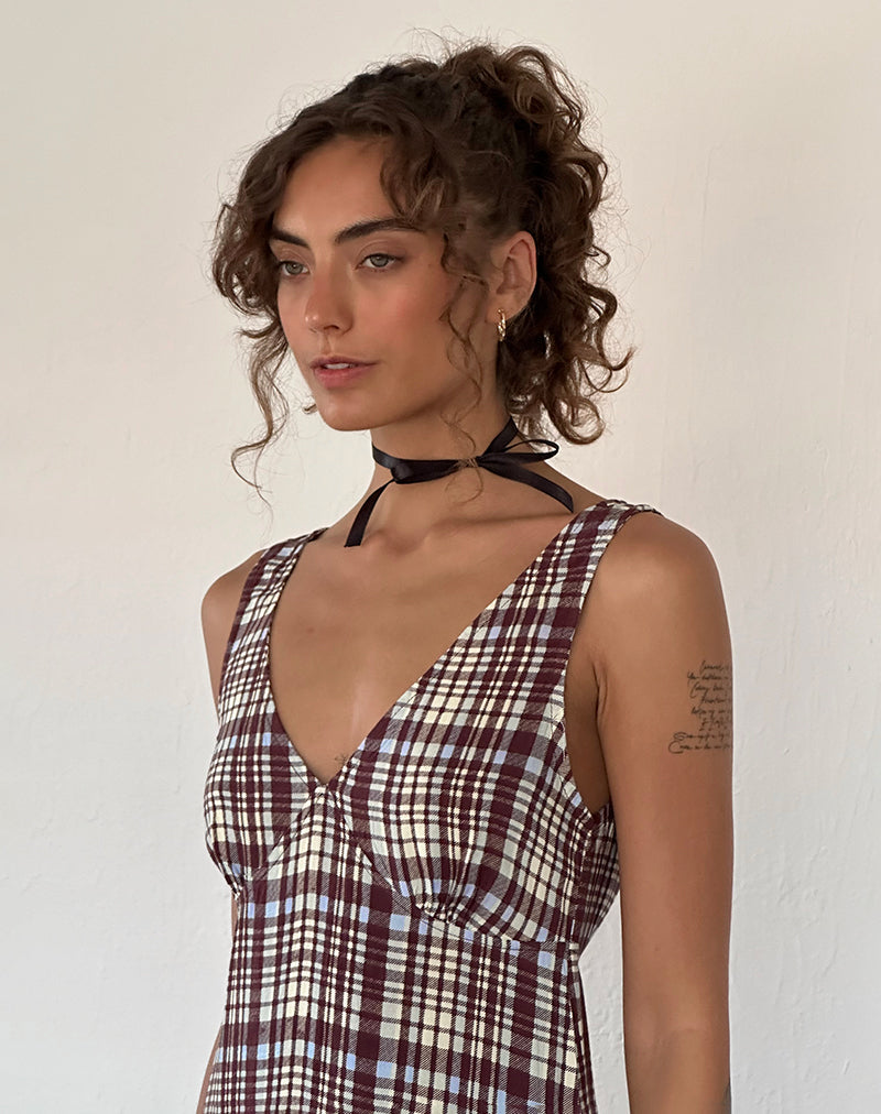 Immagine di Liva Midi Dress in Multi Check Brown
