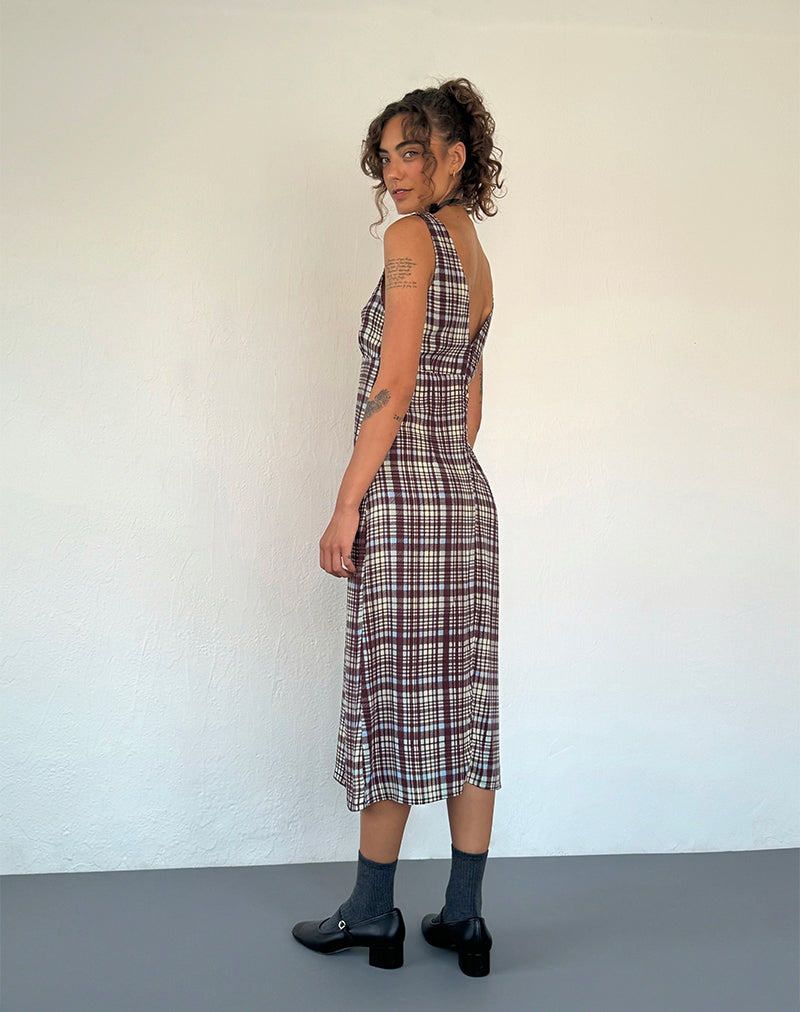 Immagine di Liva Midi Dress in Multi Check Brown