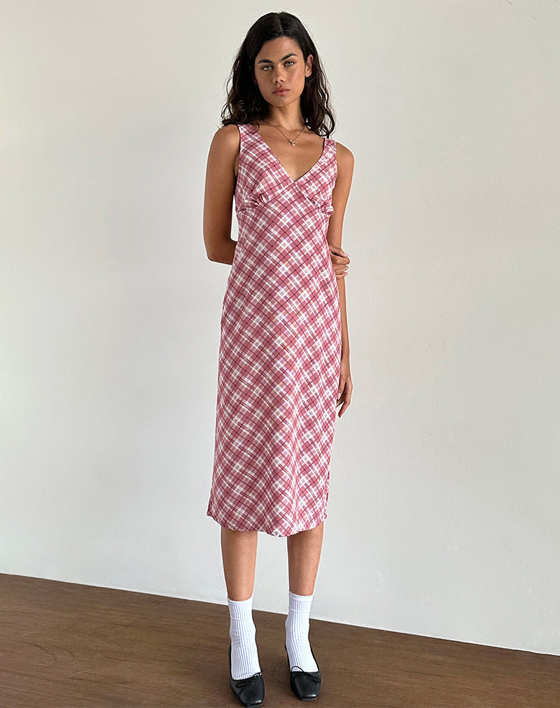 Immagine di Liva Midi Dress in Tartan rosa