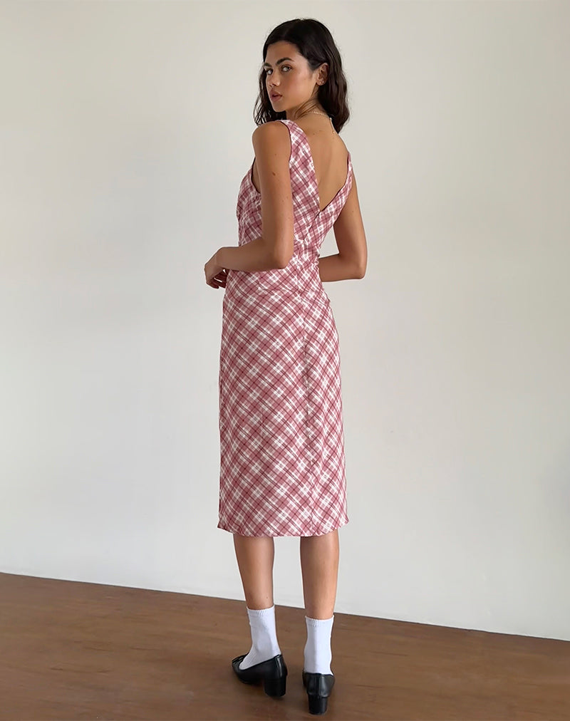 Abito Liva Midi in tartan rosa