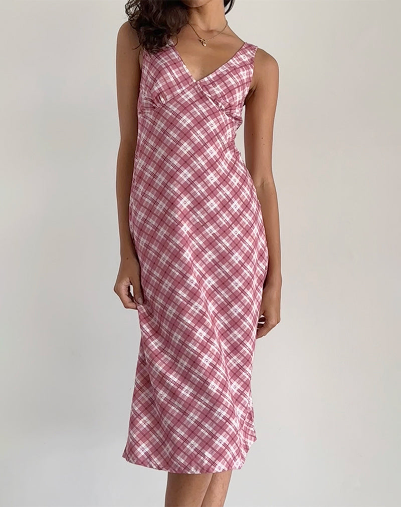 Abito Liva Midi in tartan rosa