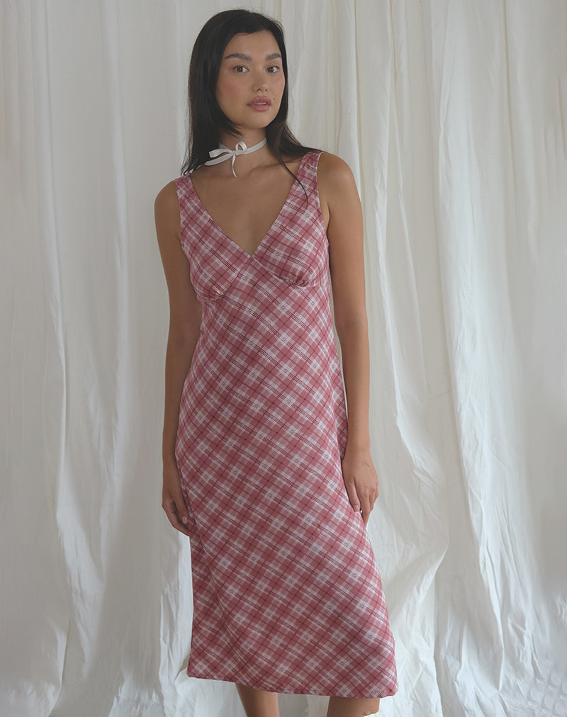 Immagine di Liva Midi Dress in Tartan rosa