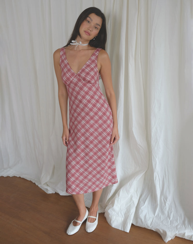 Immagine di Liva Midi Dress in Tartan rosa
