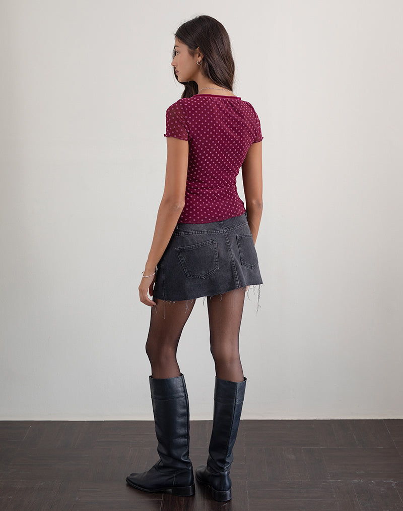 Top Livi in Polka Flock Berry Red
