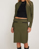 immagine di Gonna midi di Pandu in verde militare sartoriale