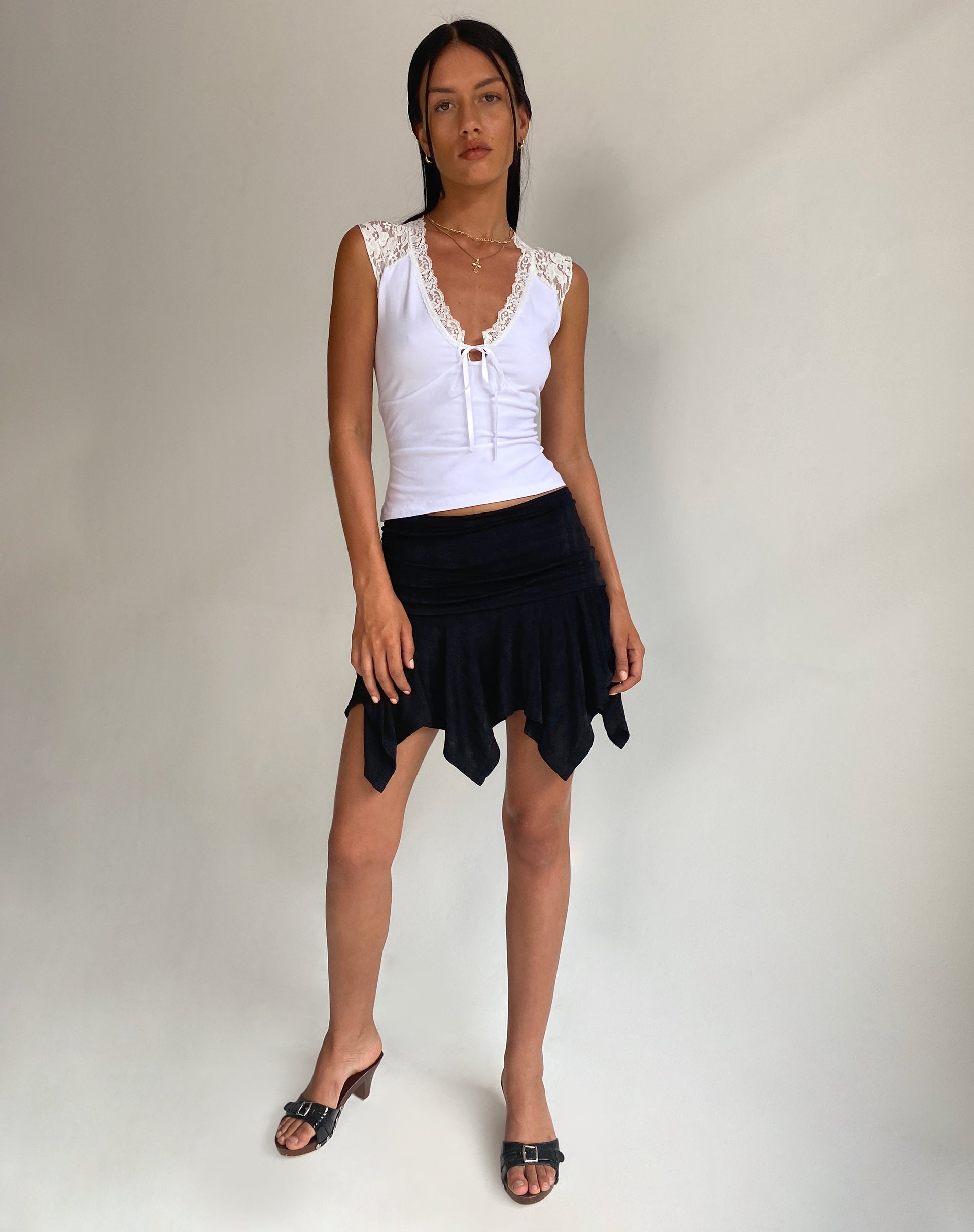 immagine di Livina Top in Jersey Bianco Pizzo