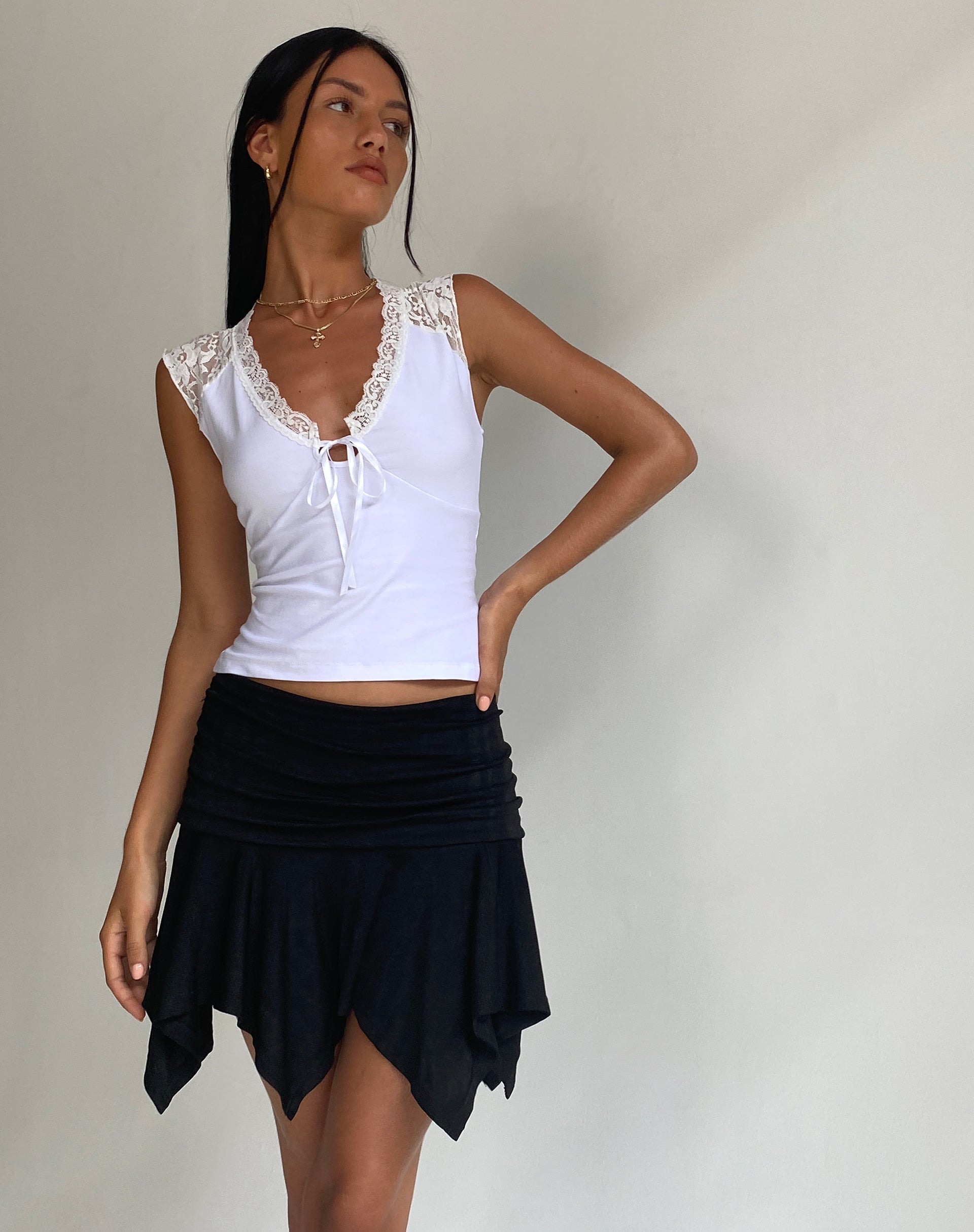 immagine di Livina Top in Jersey Bianco Pizzo
